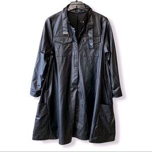 Black faux leather trapeze popover dress size small grunge whimsigoth witchy